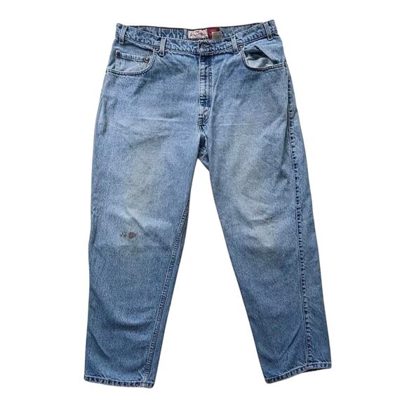 Vintage Levis 545 Brown Tab Light Blue Faded Stained Jeans Fits like 38 x 30 - Picture 3 of 4